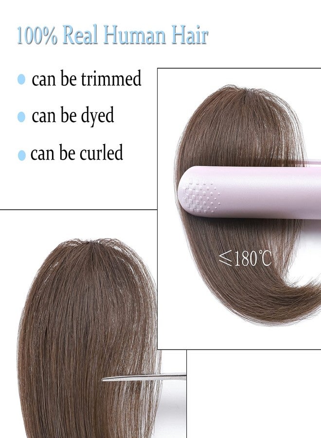 SEGO Side Bangs Clip in Bangs 100% Real Human Hair 10 inch 2PCS French Bangs Wave Fringe Swept Natural look Hair Piece 15g/Pcs-Medium Brown - Image 5